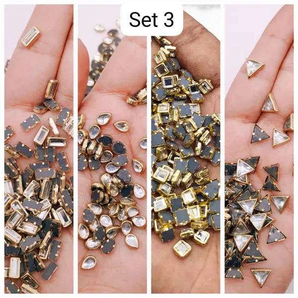 Pack of 1 Real Kundan Beads DIY Sewing Jewelry Decoration, DIY, 80 Pcs Total (20 Pcs Each)