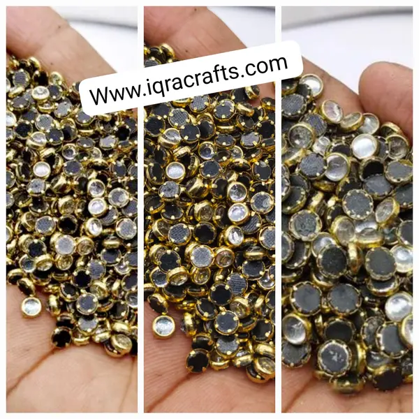 10 gm Silver Real Kundan 6MM Beads DIY Sewing Jewelry Decoration, Round Shape 