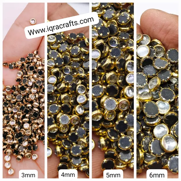 10 gm Silver Real Kundan 6MM Beads DIY Sewing Jewelry Decoration, Round Shape 