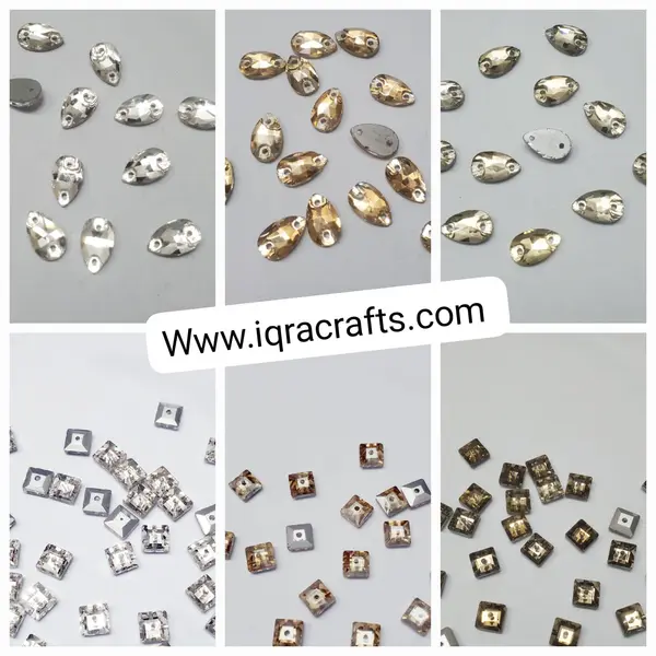 20 Pcs , Square 6mm & Oval 10mm Crystal Beads, Crafts DIY in 