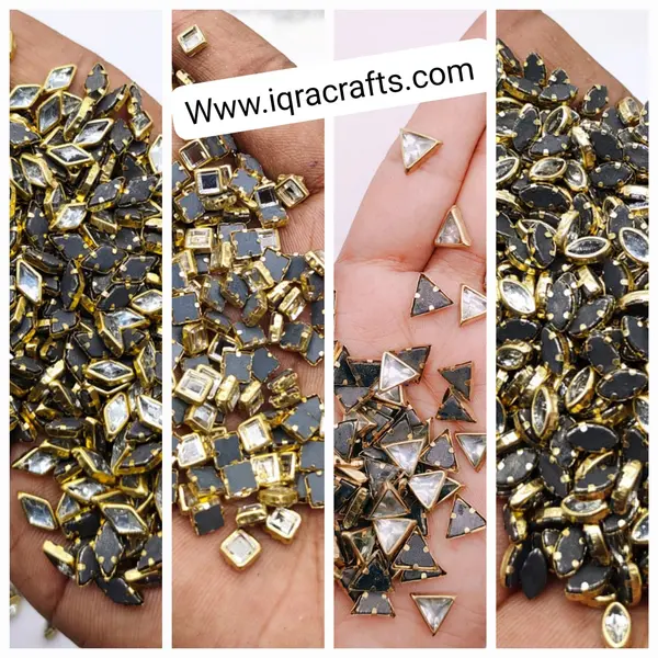 Mixed Packs, 80 Pcs, Real Kundan Beads DIY Sewing Jewelry Decoration, Mix Shape