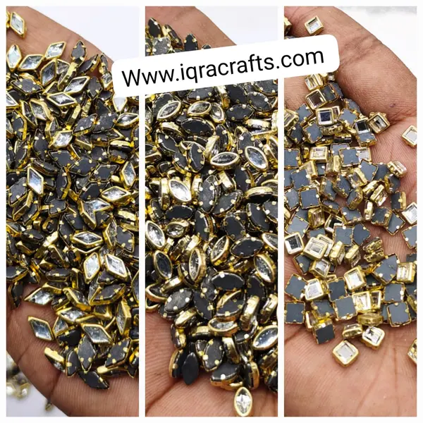 Mixed Packs, 60 Pcs Real Kundan Beads DIY Sewing Jewelry Decoration