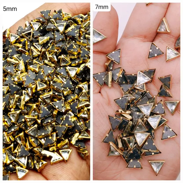 Triangle 50 Pcs, Real Kundan Beads DIY Sewing Jewelry Decoration,5mm/7mm