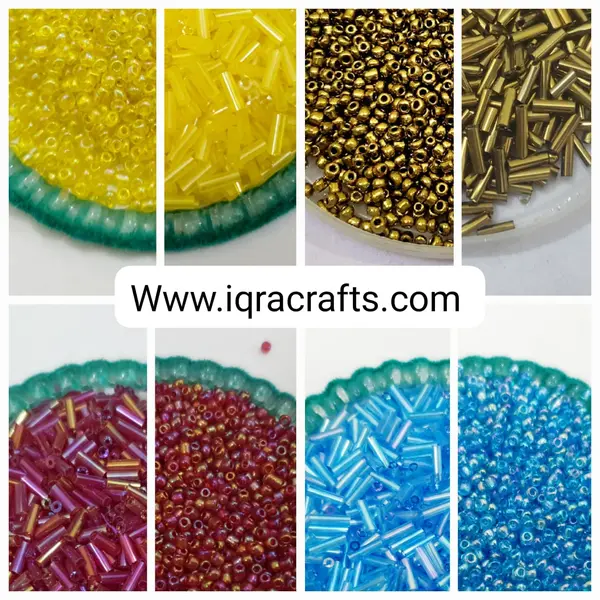 2 Tola (tola each )glass pony beads & 6mm Pipe glass beads