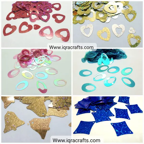 100 Pcs Oval Shape Shell Sitaray in Sea & Red Pinkish Color , Beautiful Design Sequins Craft Making DIY (1.3 x 2.3 cm)