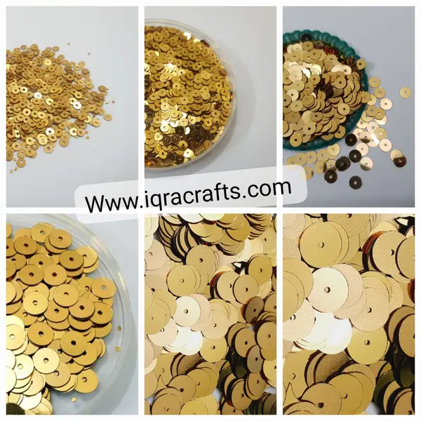 10gm Sequins Disc, Gold 3mm,4mm,6mm,8mm,10mm,12mm