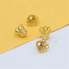 100 pcs Gold Plated Metal Hollow Flower Spacer Bead caps findings Craft Sets 6/5 mm