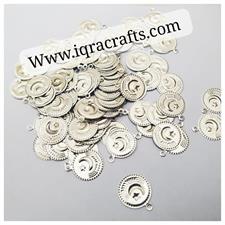 20 Pcs Round Coin in Silvr Beautiful Design For DIY Crafts 