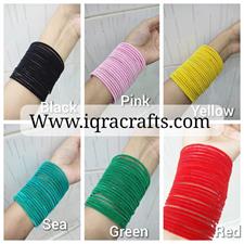 2.25 Size  Glass Bangles Covered With Velvet 3 Dozens 