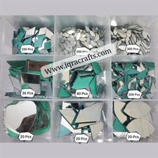 All Type of Mirror Kit for Craft Work,  (18 Shape New Mirror - 4000+ pcs) silver  
