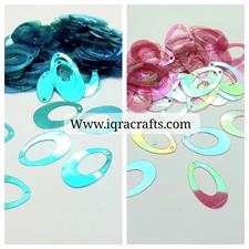 100 Pcs Oval Shape Shell Sitaray in Sea & Red Pinkish Color , Beautiful Design Sequins Craft Making DIY (1.3 x 2.3 cm)