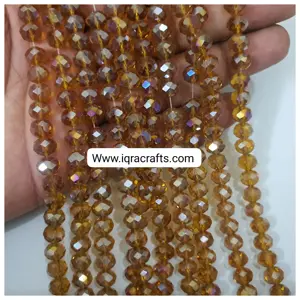 1 Lari 60 Plus Pcs, Faceted Rondell Crystal Glass Beads Craft Sets 8mm DIY Crafts