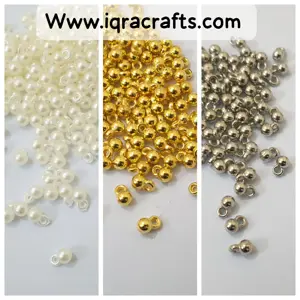 1 Tola Gold & Silver Beads with Hanging Ball Pendant Crafst Accessories DIY 6/4mm