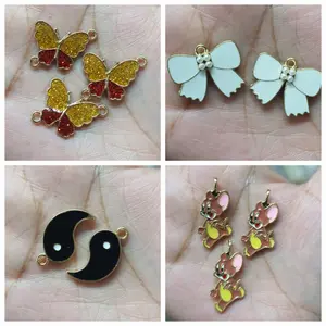 2 Pcs  Cute Colorful Mixed Gold Plated Butterfly Crafts Making Accessories