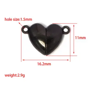 1 Heart (1 Pair) Heart Magnet Charm Heart Clasp Pendant for DIY Bracelet Jewelry Making