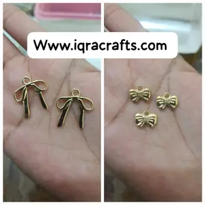 2 Pcs  Cute Colorful Flower Charms Gold Plated Butterfly Crafts Making Accessories