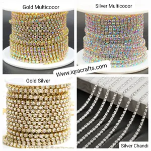 2 gaz Rhinestone Lace DIY Sew On Decoration Crafts