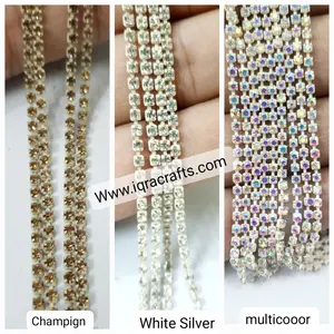 2 gaz Rhinestone Lace DIY Sew On Decoration Crafts