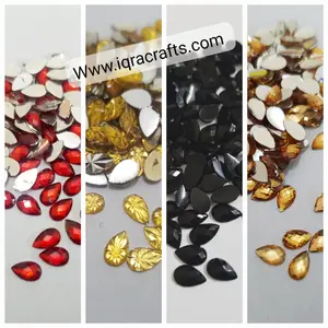 Drop Shape 200 Pcs Shiny Kundan Beads DIY Sewing Craft Sets