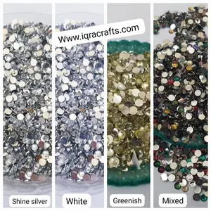 4mm, 300 Plus Pcs Shiny Kundan Beads DIY Sewing Craft Sets Small Size 4mm Resins