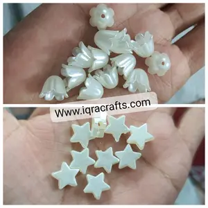 20 Pcs Star/Flower Cap Shaped Acrylic Beads Making Crafts DIY With Hole 11mm