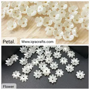 10 gm Off White Cremay Color Pearl Flower Petal Beads 