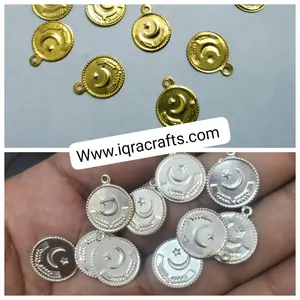 20 Pcs Round Coin in Silvr Beautiful Design For DIY Crafts 