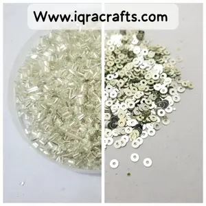 Pack of 2 Tola (1 tola each) cut beads & 4mm Disc Sequins