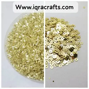 Pack of 2 Tola (1 tola each) cut beads & 4mm Disc Sequins