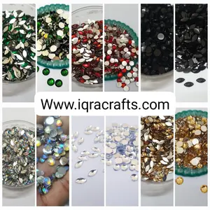 200 Pcs (100 Pcs Each) Shiny Crystal & Stone Resin beads DIY Sewing Craft Sets Round & Eye