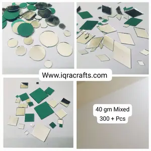 40 gm (300 Plus Pcs) Mixed Sizes Square Shape Mirror Craft And Also Used In Embroidery