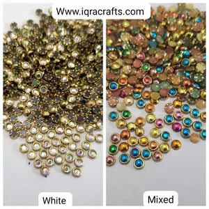 Round 4mm 100 Pcs, MUlticolor Mixed Colors Real Kundan Beads DIY Sewing Jewelry Decoration, 