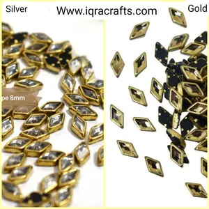 Rhombus Shape, 60 Pcs, Real Kundan Beads DIY Sewing Jewelry Decoration, Rhombus Shape