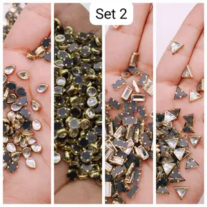 Mixed Packs of 1 Real Kundan Beads DIY Sewing Jewelry Decoration, DIY, 80 Pcs Total (20 Pcs Each)