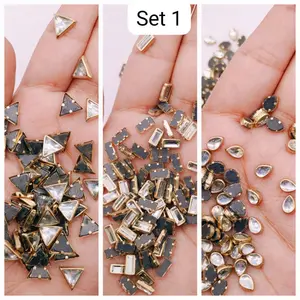 Mixed Packs 60 Pcs Real Kundan Beads DIY Sewing Jewelry Decoration