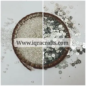 Pack of 2 Tola (1 tola each) glass pony beads & 4mm Disc Sequins
