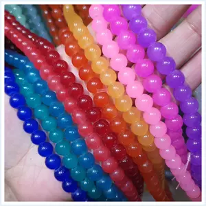 6 Strings  Beads 8mm Round - Pastel Salmon - 1 String 100 Plus Glass