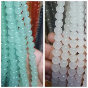 6 Strings  Beads 8mm Round - Pastel Salmon - 1 String 100 Plus Glass