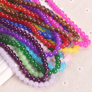 6 Strings  Beads 8mm Round - Pastel Salmon - 1 String 100 Plus Glass