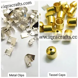  25 Pcs Steel Metal Clips & Caps for Tussel  Making Crafts jewellery