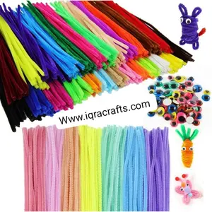 12 Pcs Pipe Cleaners With Eye Buttons , for Flower Making Crafts