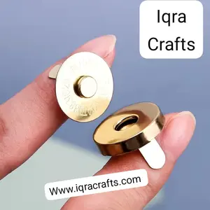 1 Pair Inside Magnetic Button Closure for Bags with Wings 1.84cm Silver/Gold