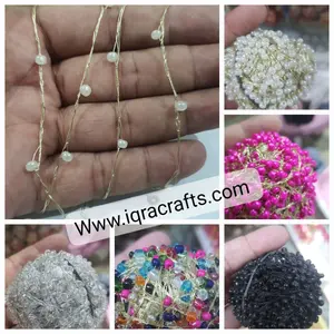 4 Gaz Lace For Clothing Dobatta Lining With 4mm Pearl  Beads
