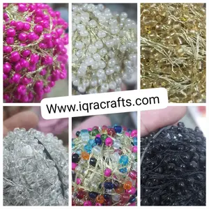 4 Gaz Lace For Clothing Dobatta Lining With 4mm Pearl  Beads