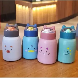 1 Pcs Cute Cat Shape Insulated Glass Water Bottle (plastic cover, leak proof hand carry best for kids.)