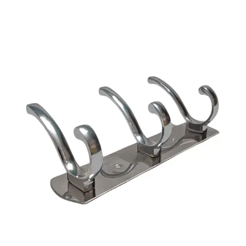 SILVER 3-HOOK WALL-MOUNTED CLOTH HANGER – NON-MAGNETIC METAL