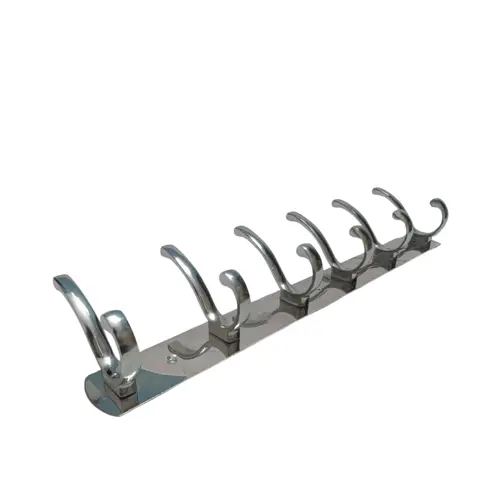 SILVER 6-HOOK WALL-MOUNTED CLOTH HANGER – NON-MAGNETIC METAL