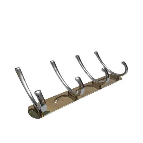 GOLDEN 4-HOOK WALL-MOUNTED CLOTH HANGER – NON-MAGNETIC METAL