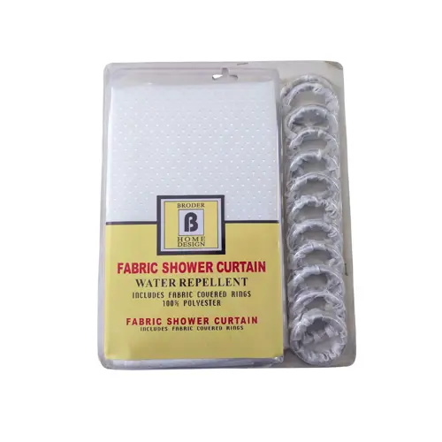 PREMIUM WATER REPELLENT FABRIC SHOWER CURTAIN WITH HOOKS – 71”x71”