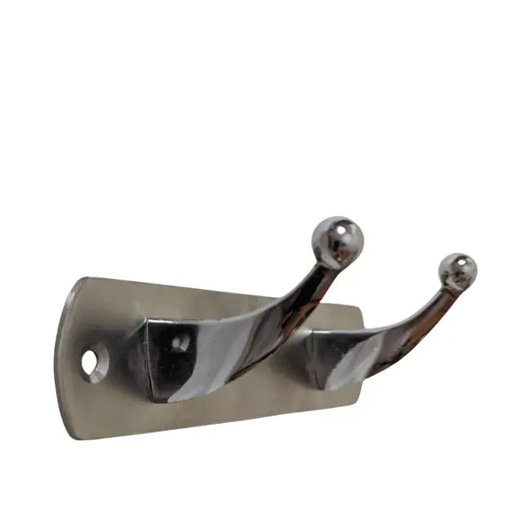 SILVER DOUBLE HOOK WALL MOUNTED STEEL KHUTTI